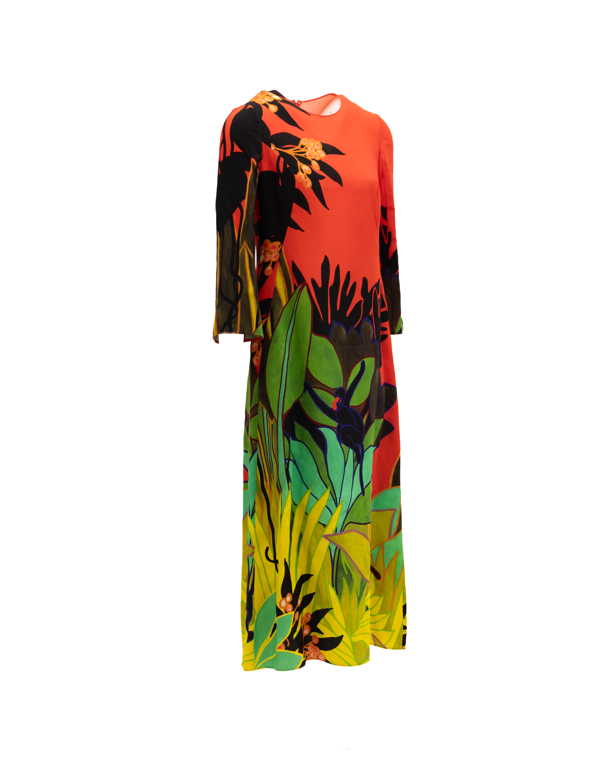 Valentino Garavani Tropical Print Long Sleeve Midi Women's Dress