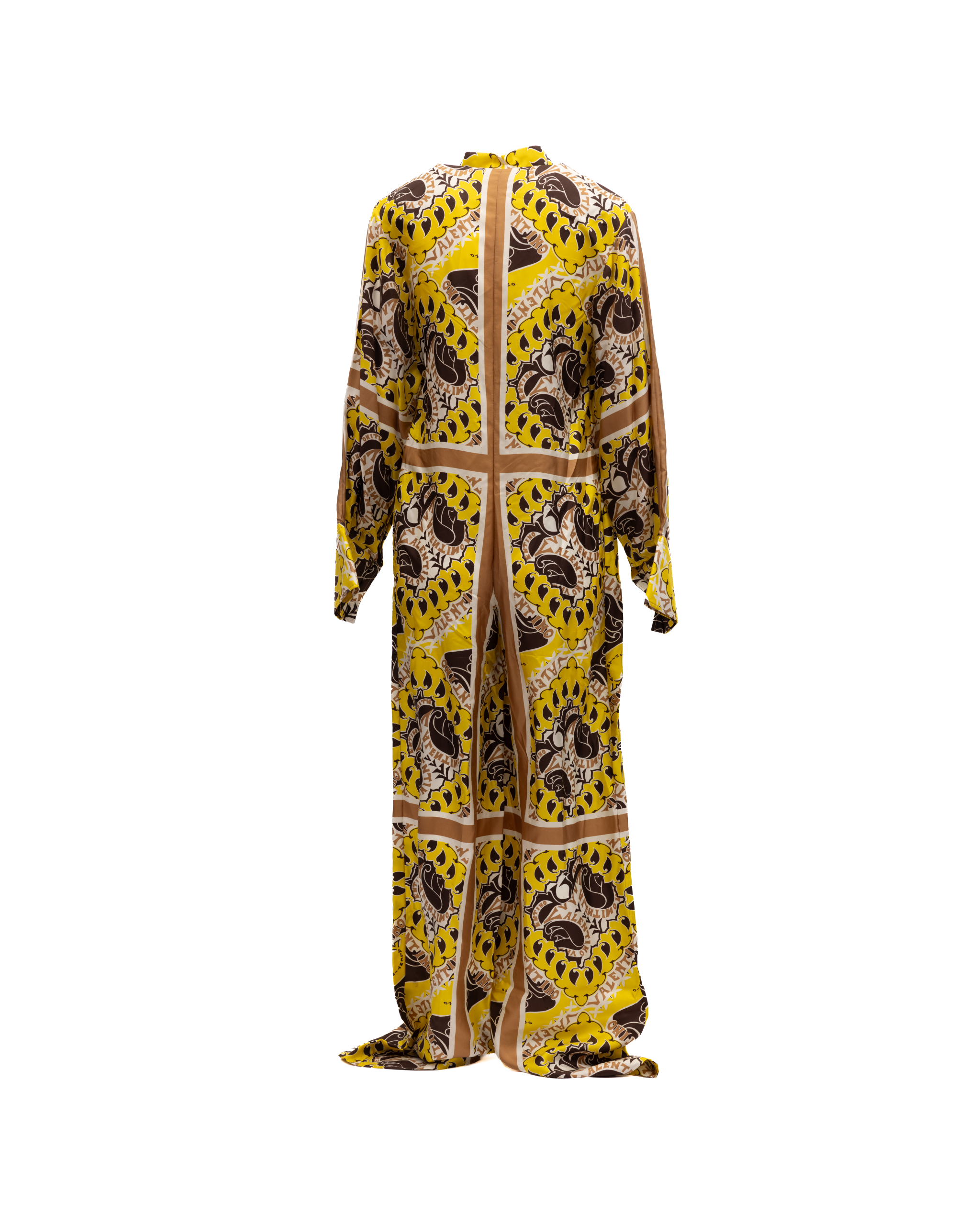 Valentino Garavani Yellow Paisley Print Wide-Leg Women's Jumpsuit
