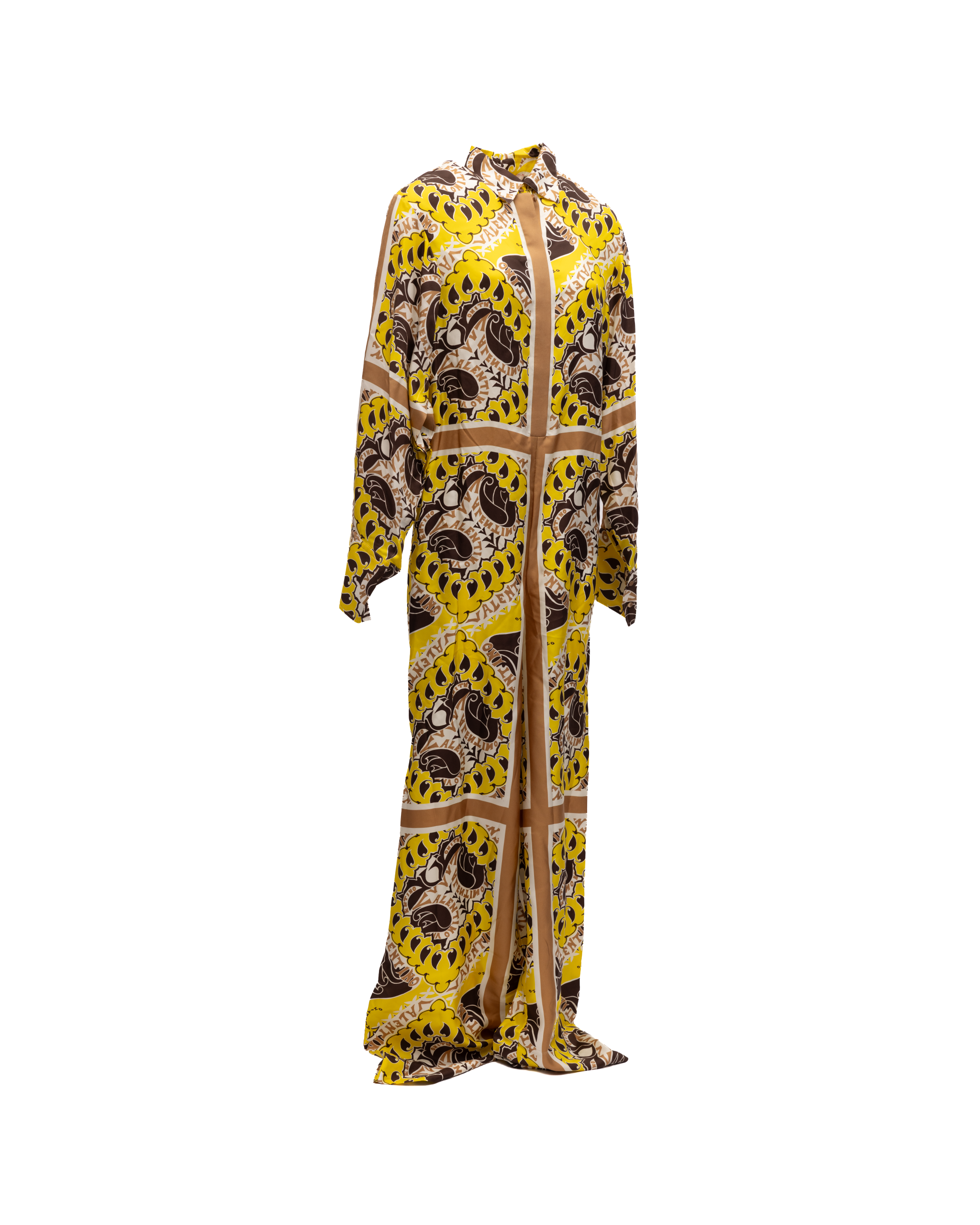Valentino Garavani Yellow Paisley Print Wide-Leg Women's Jumpsuit
