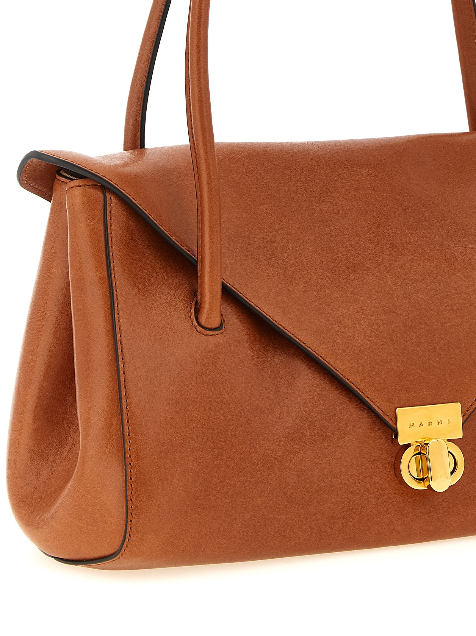 Marni Brown Calfskin Shoulder Women's Bag
