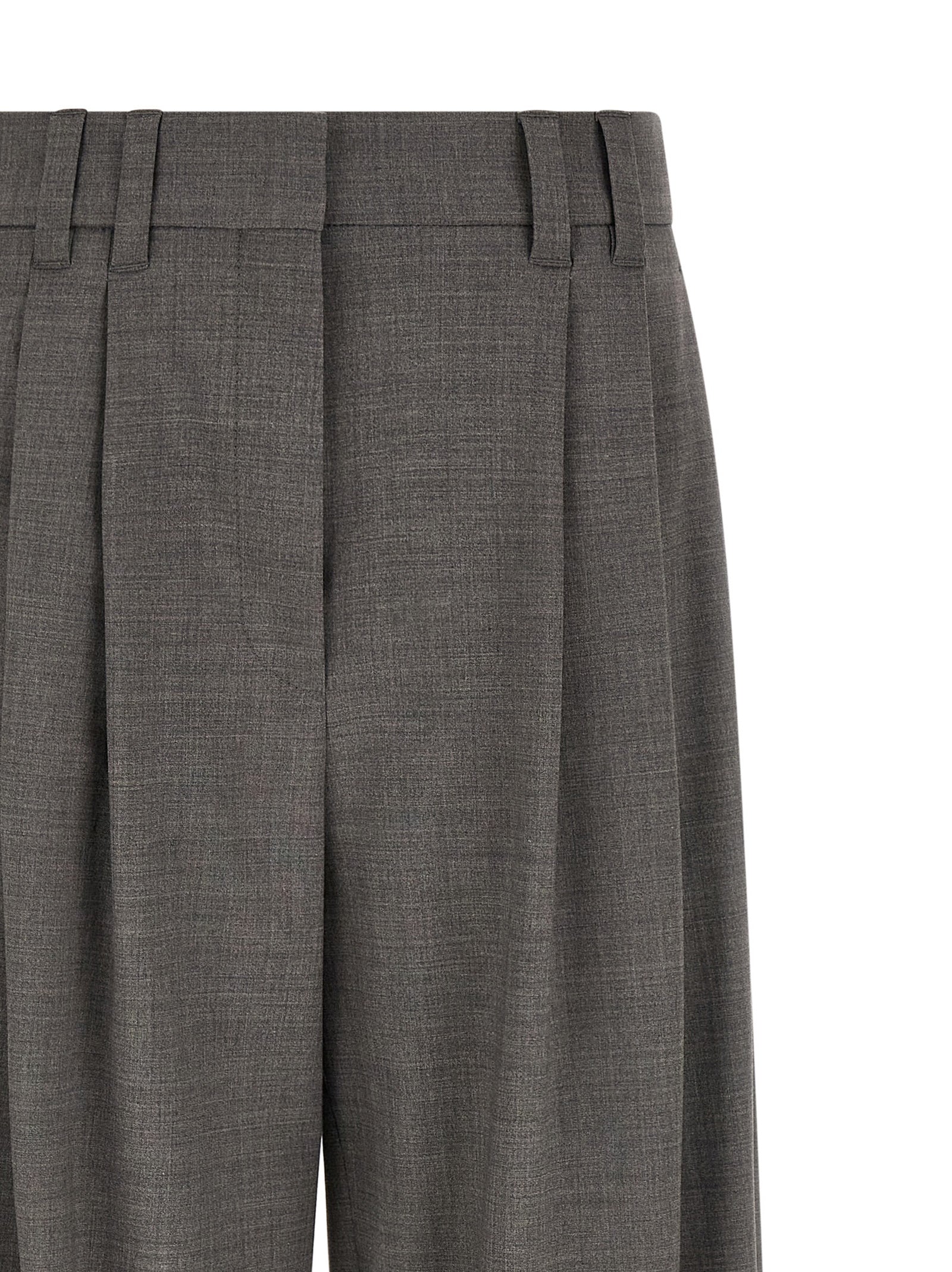 Brunello Cucinelli Gray Virgin Wool Cropped Women's Pants