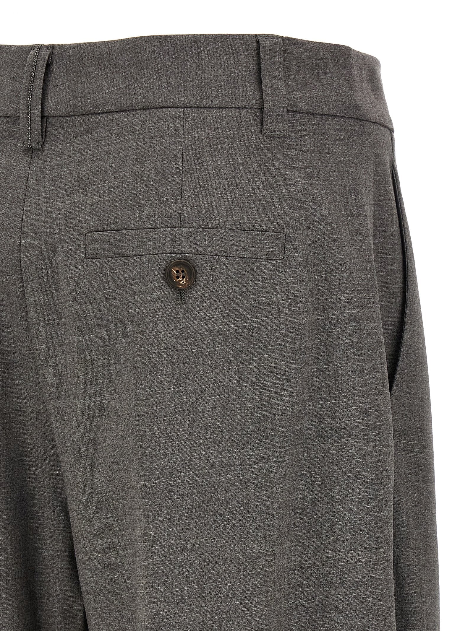 Brunello Cucinelli Gray Virgin Wool Cropped Women's Pants