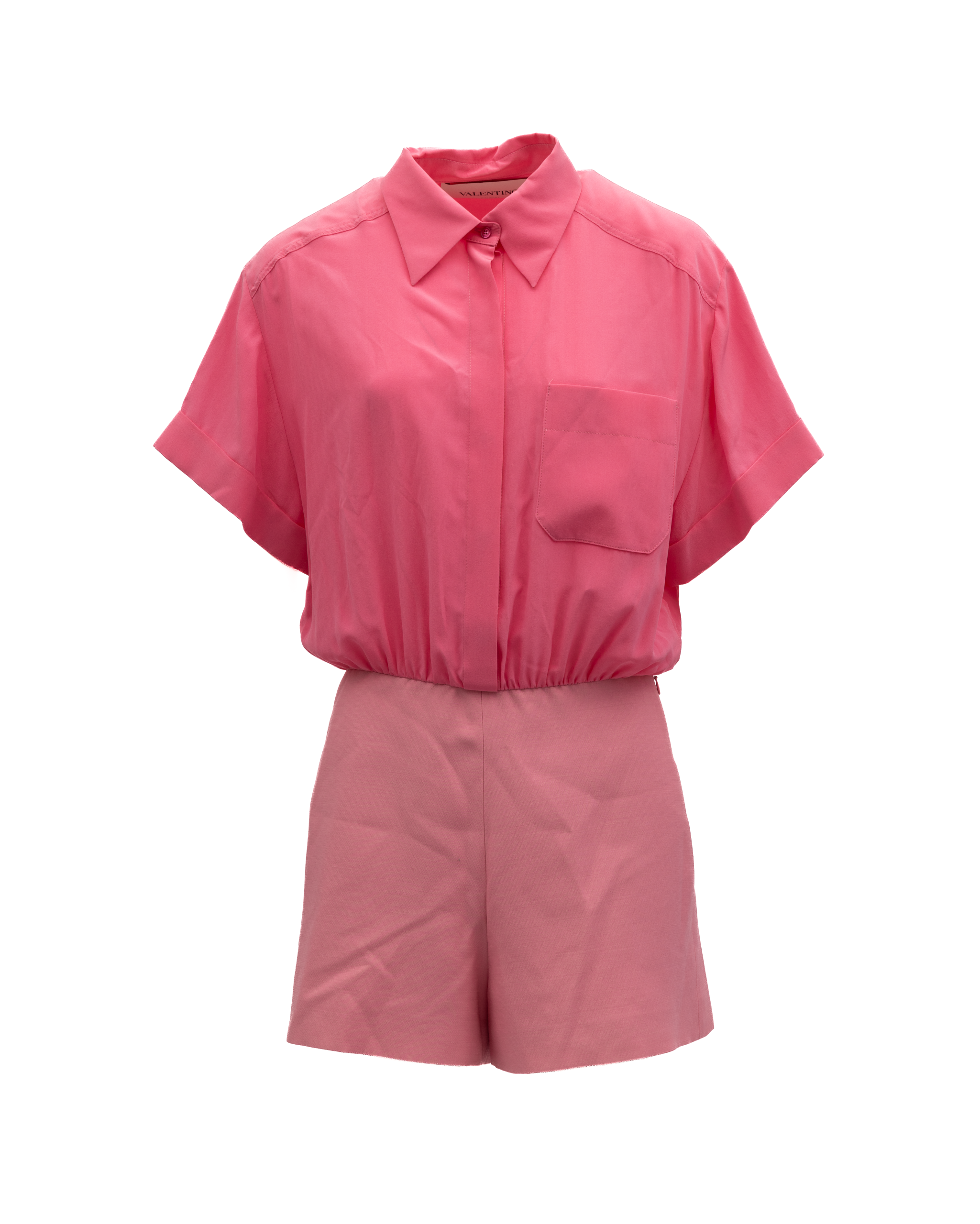 Valentino Garavani Pink Shirt-Style Women's Romper