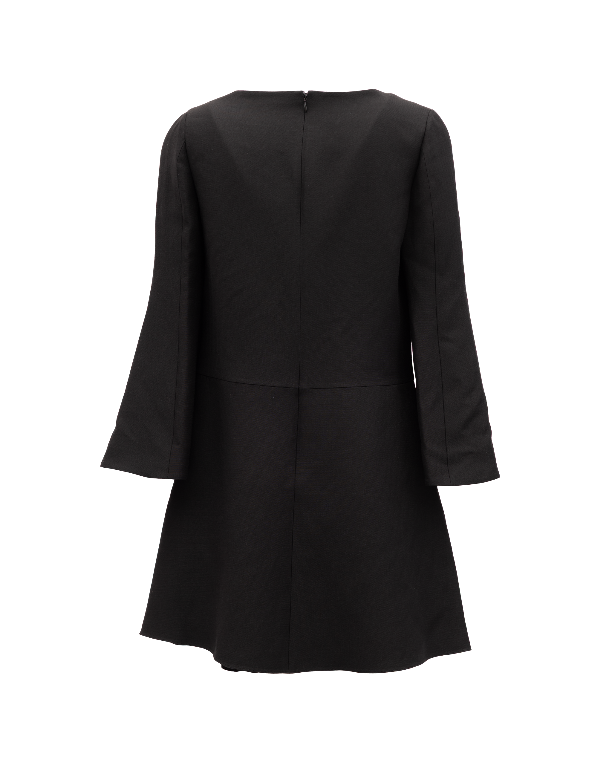 Valentino Garavani Black V-Neck Dress with Flared Women's Sleeves