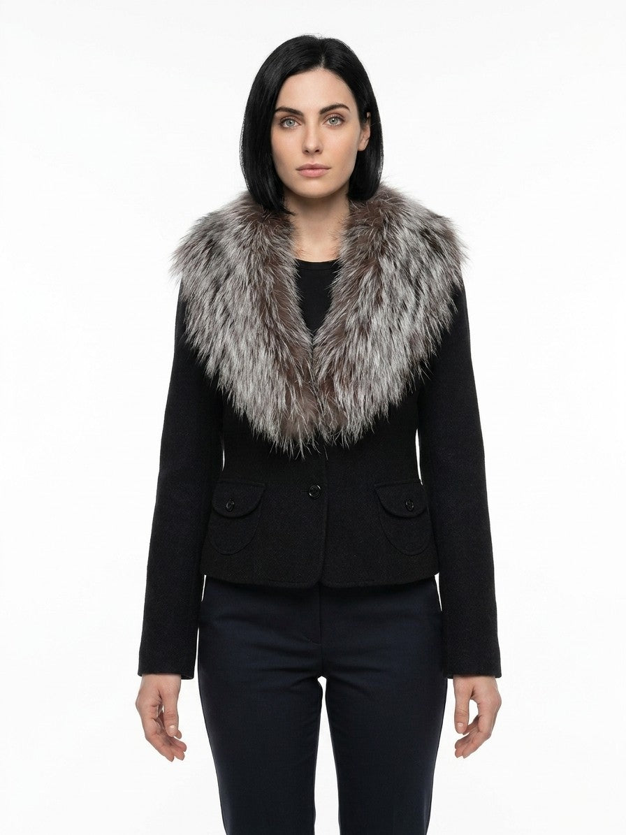 Dolce & Gabbana Gray Virgin Wool Full-Length Women's Jacket