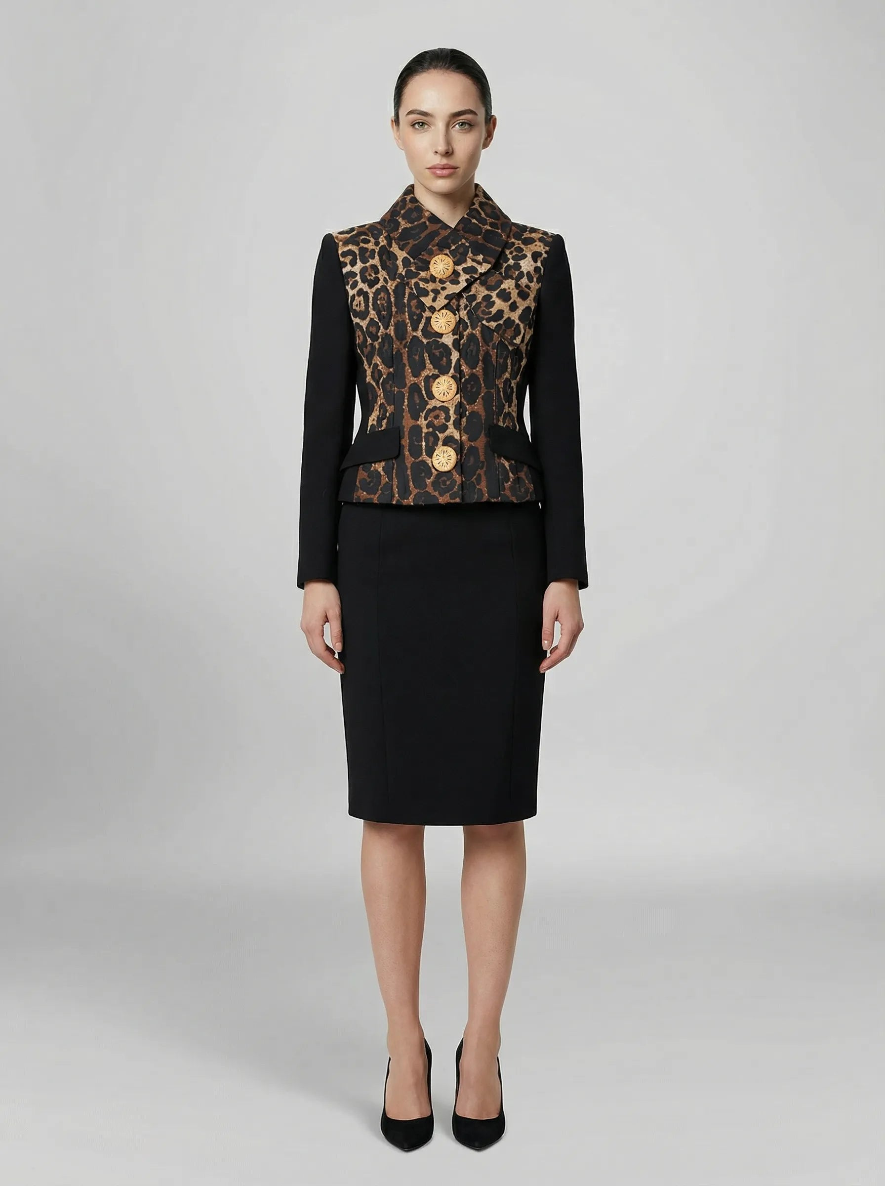 Dolce & Gabbana Black Metallic Fibre Full-Length Women's Jacket