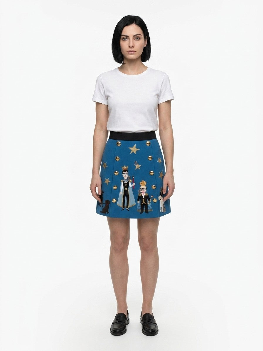 Dolce & Gabbana Teal Elastane Mini Women's Skirt