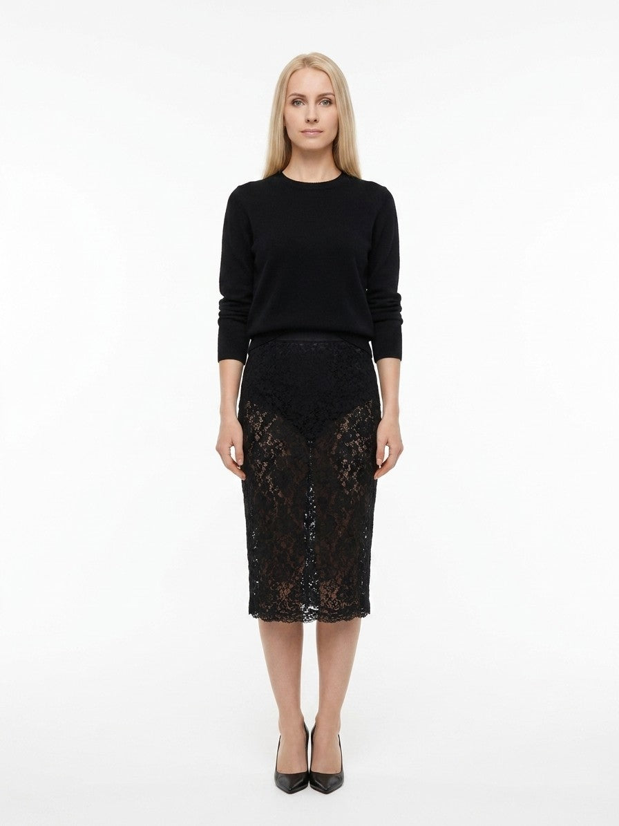 Dolce & Gabbana Black Polyamide Midi Women's Skirt