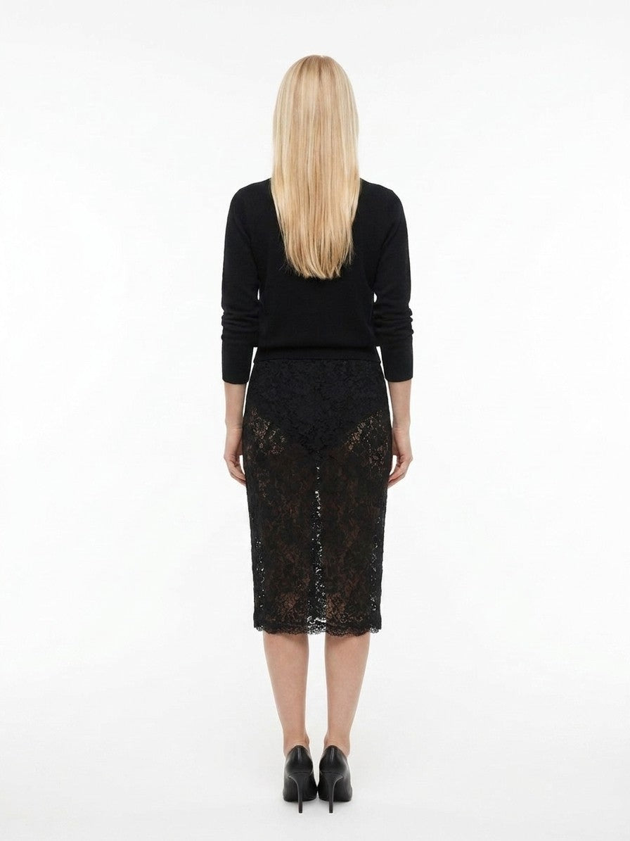 Dolce & Gabbana Black Polyamide Midi Women's Skirt
