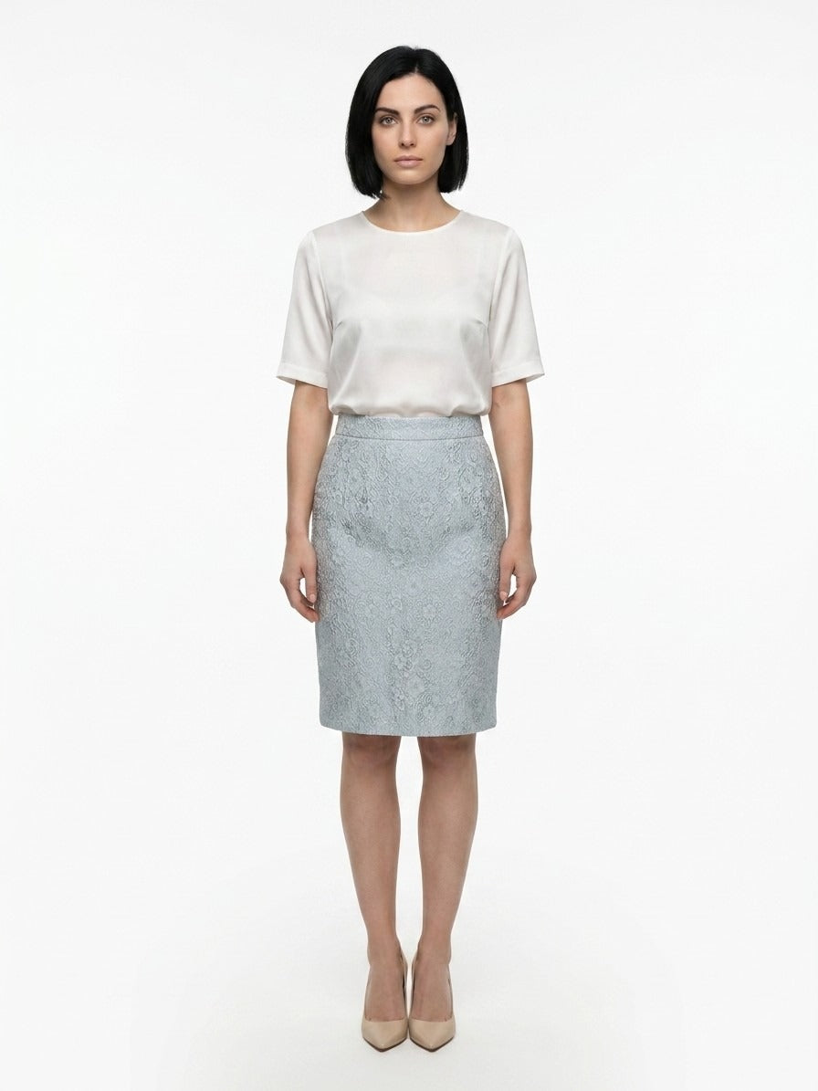 Dolce & Gabbana Light Blue Polyester Midi Women's Skirt