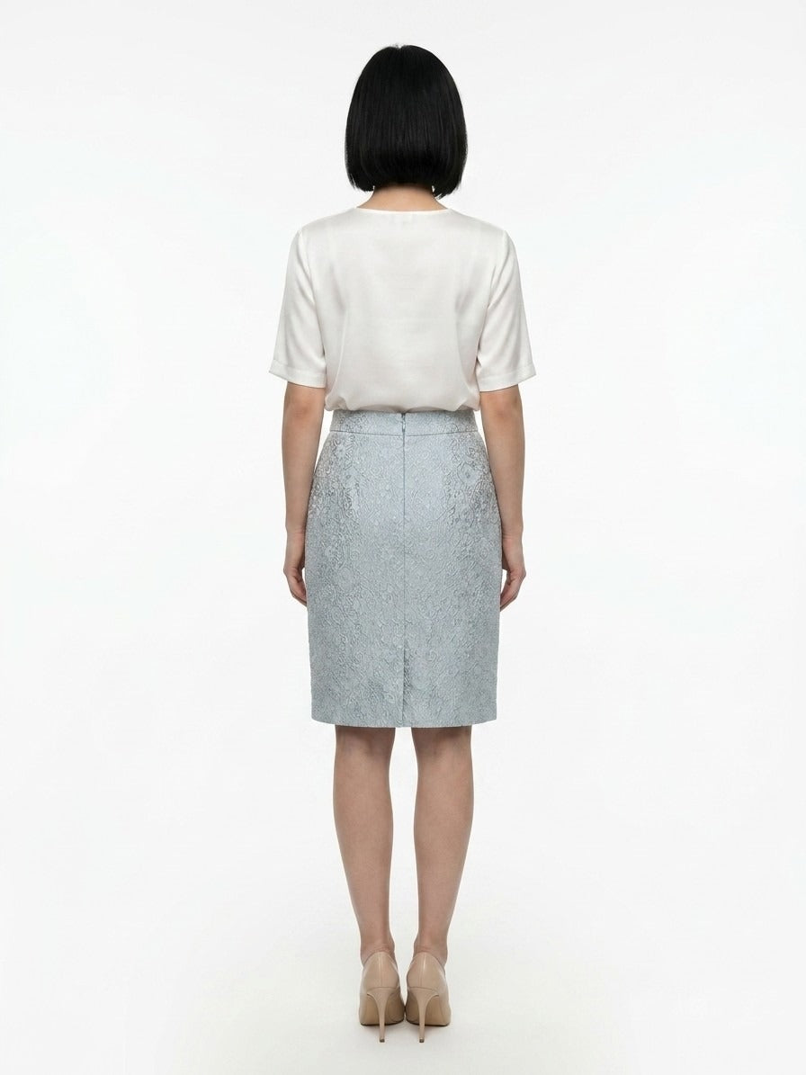 Dolce & Gabbana Light Blue Polyester Midi Women's Skirt