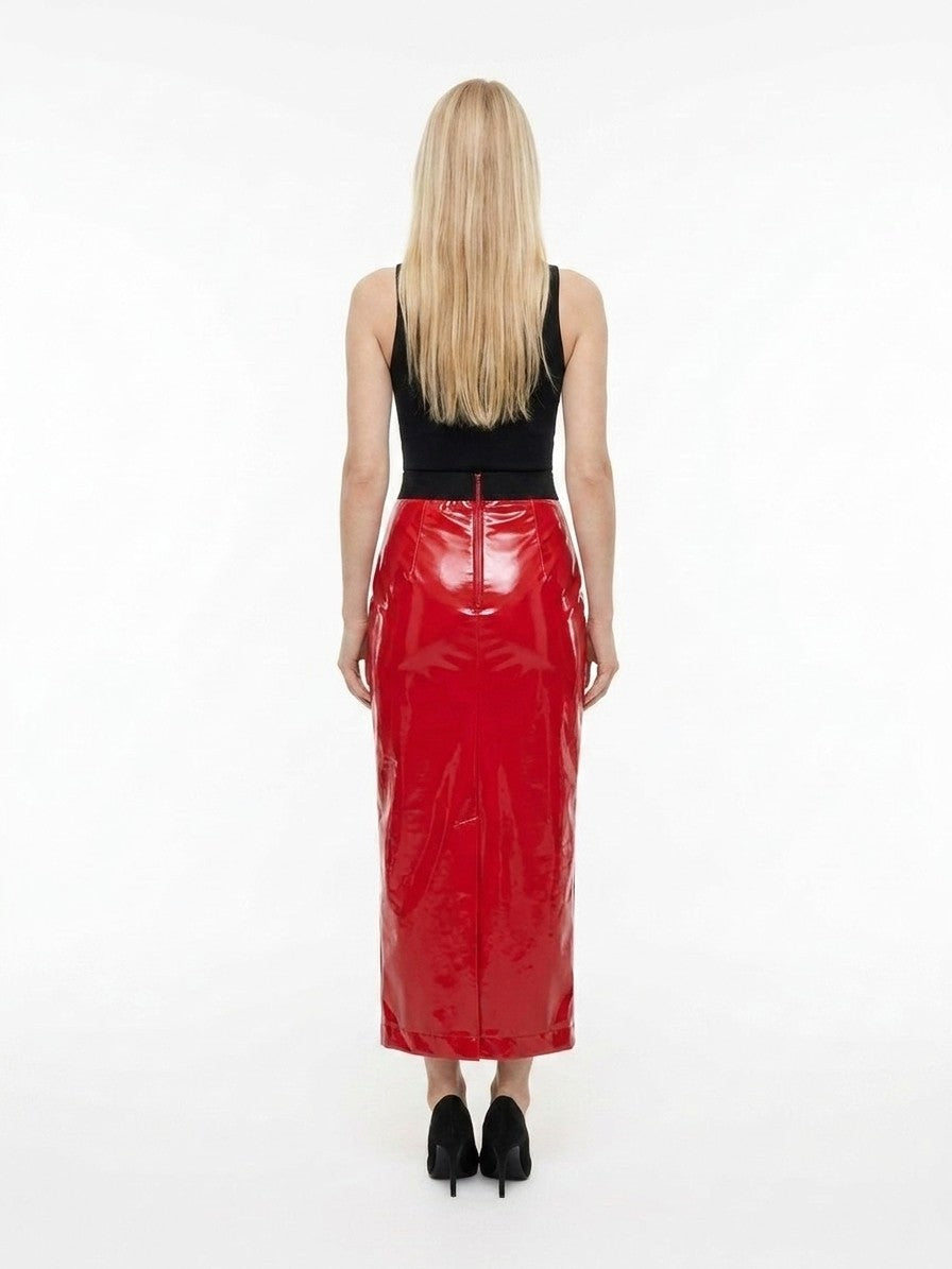 Dolce & Gabbana Red Elastane Long Women's Skirt