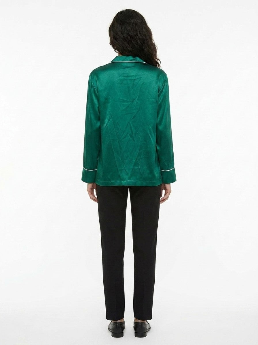 Dolce & Gabbana Green Silk Top Women's Sleepwear