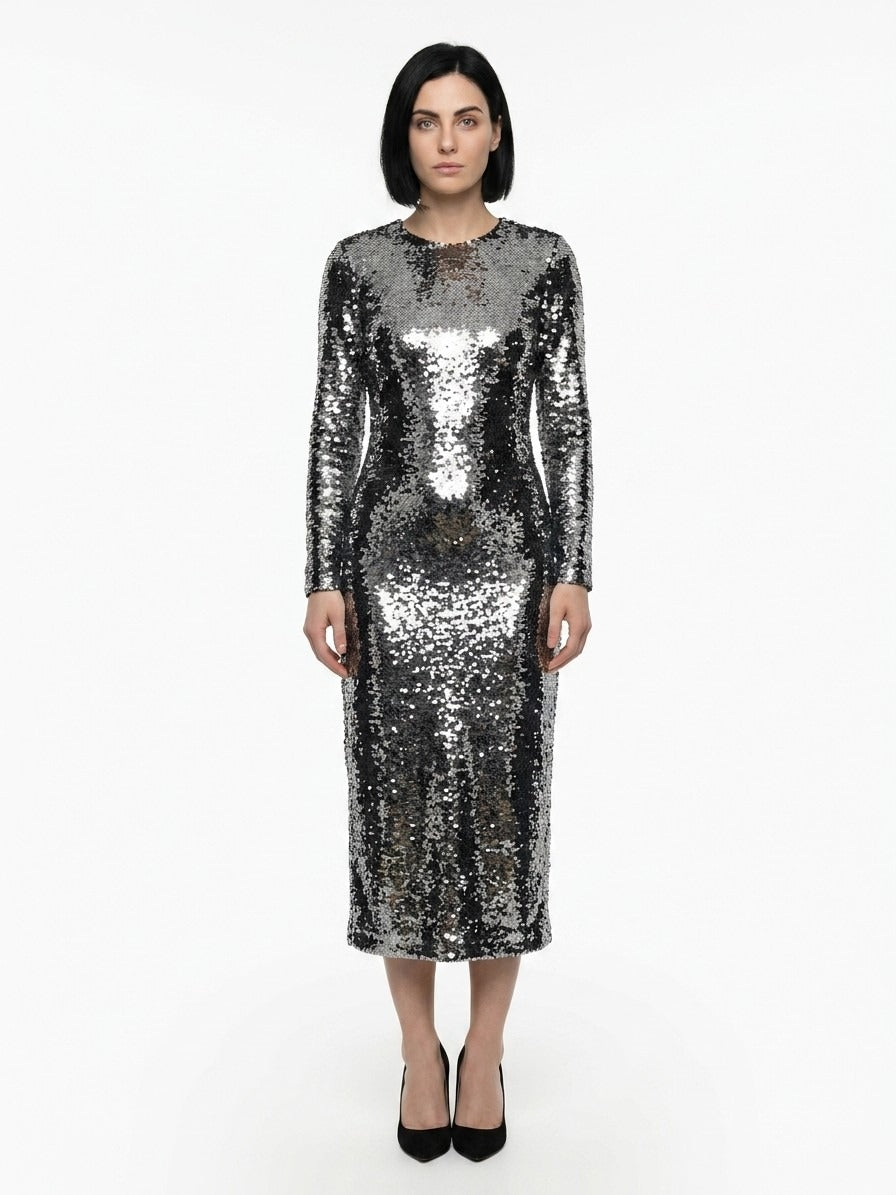 Dolce & Gabbana Silver Polyester Cocktail Women's Dress