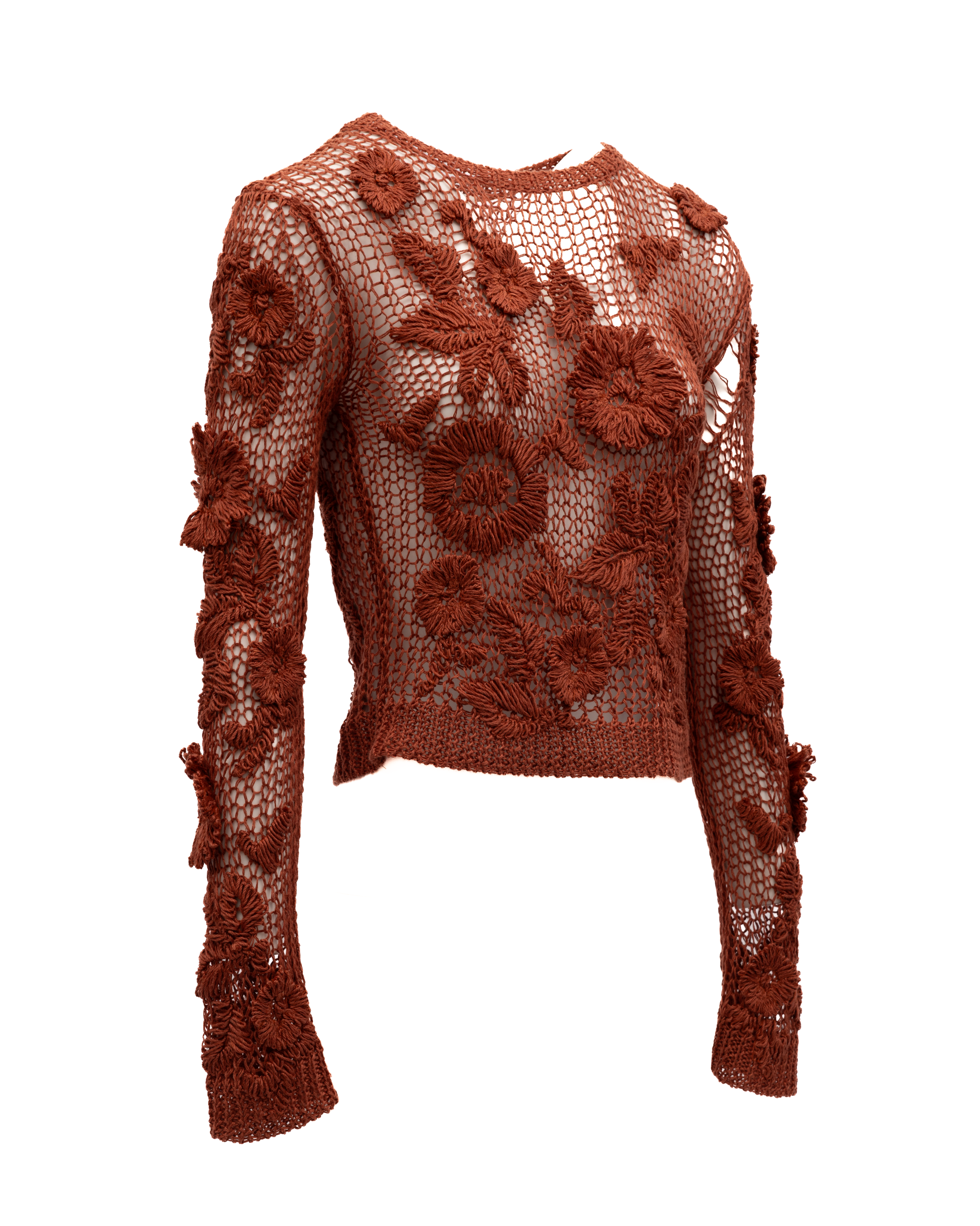 Valentino Garavani Rust Crochet Floral Women's Top