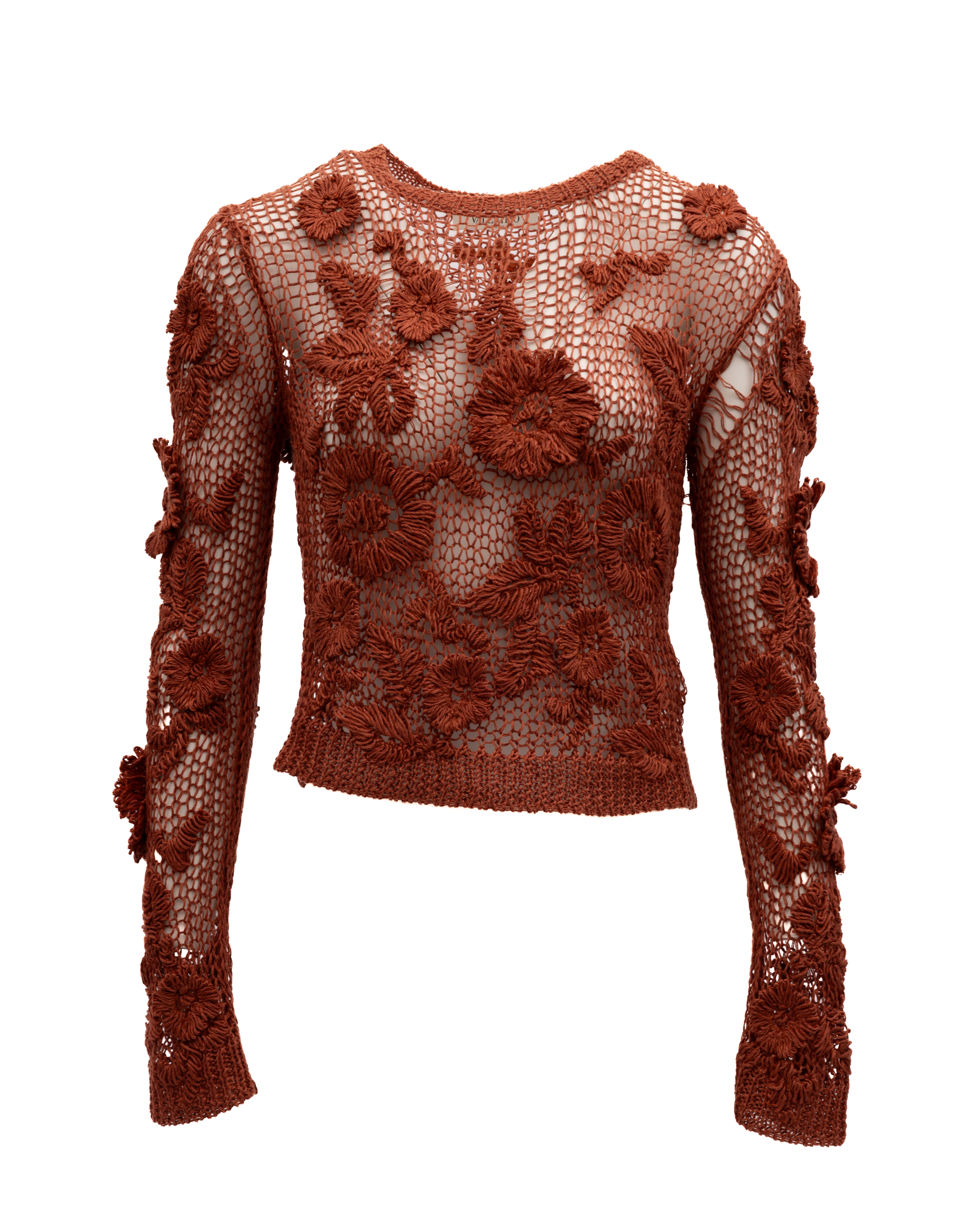 Valentino Garavani Rust Crochet Floral Women's Top