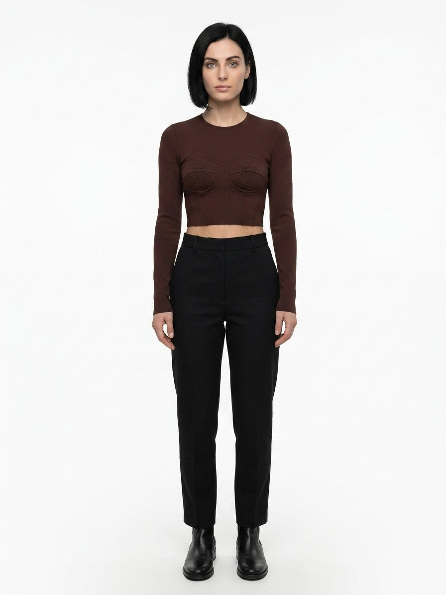 Dolce & Gabbana Brown Elastane Long Sleeve Women's T-Shirt