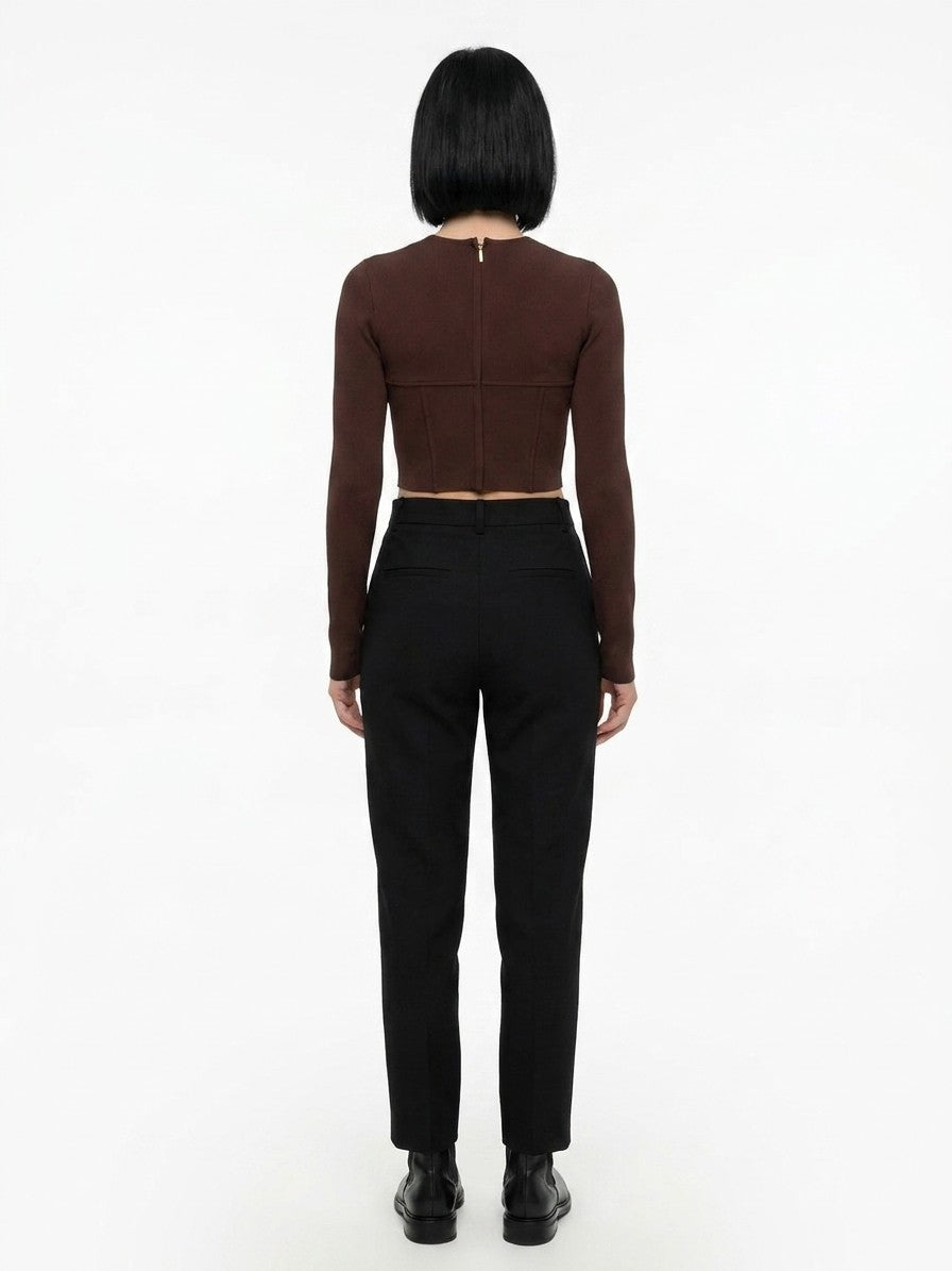 Dolce & Gabbana Brown Elastane Long Sleeve Women's T-Shirt