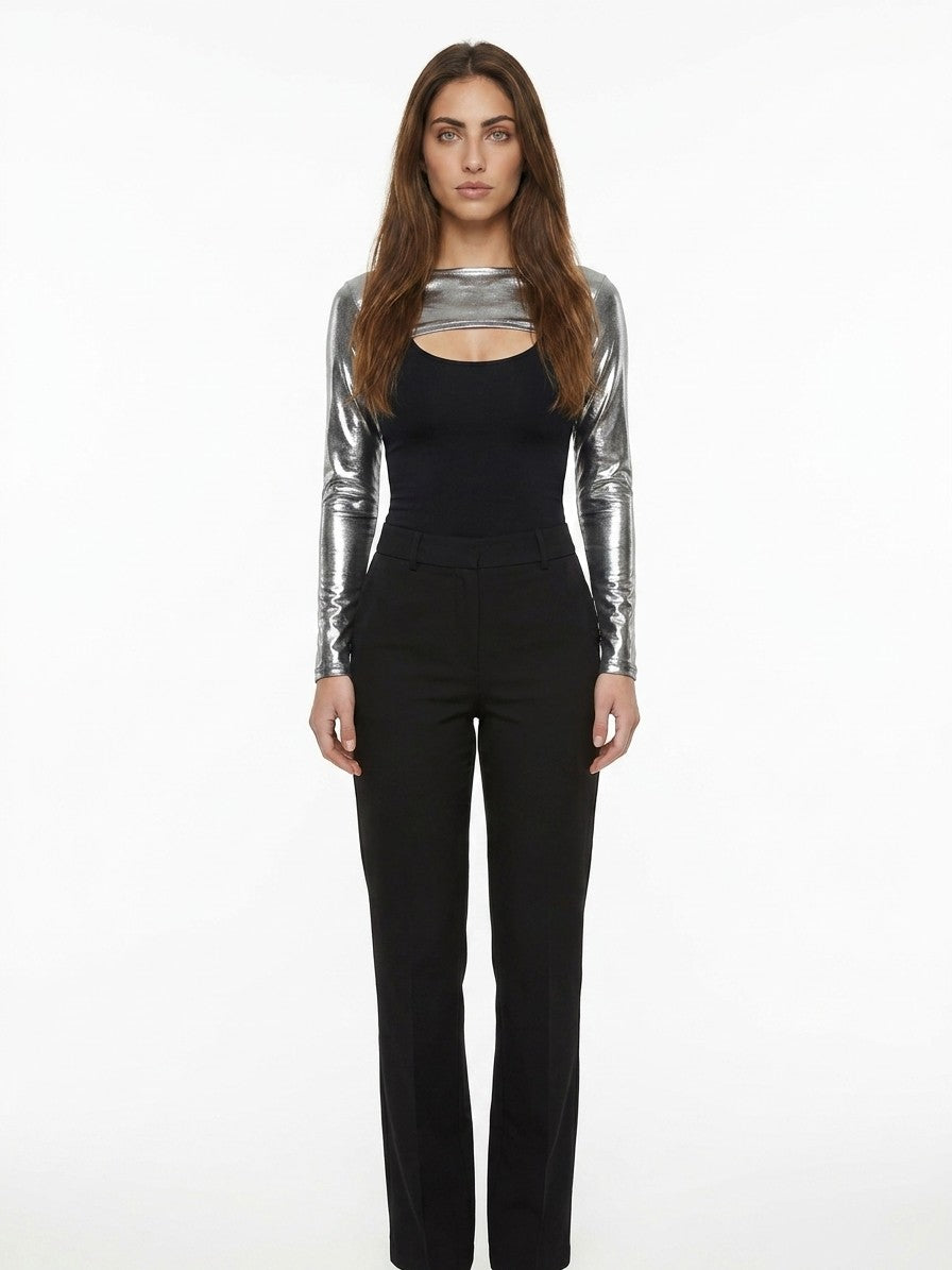 Dolce & Gabbana Silver Elastane Casual Women's Pants
