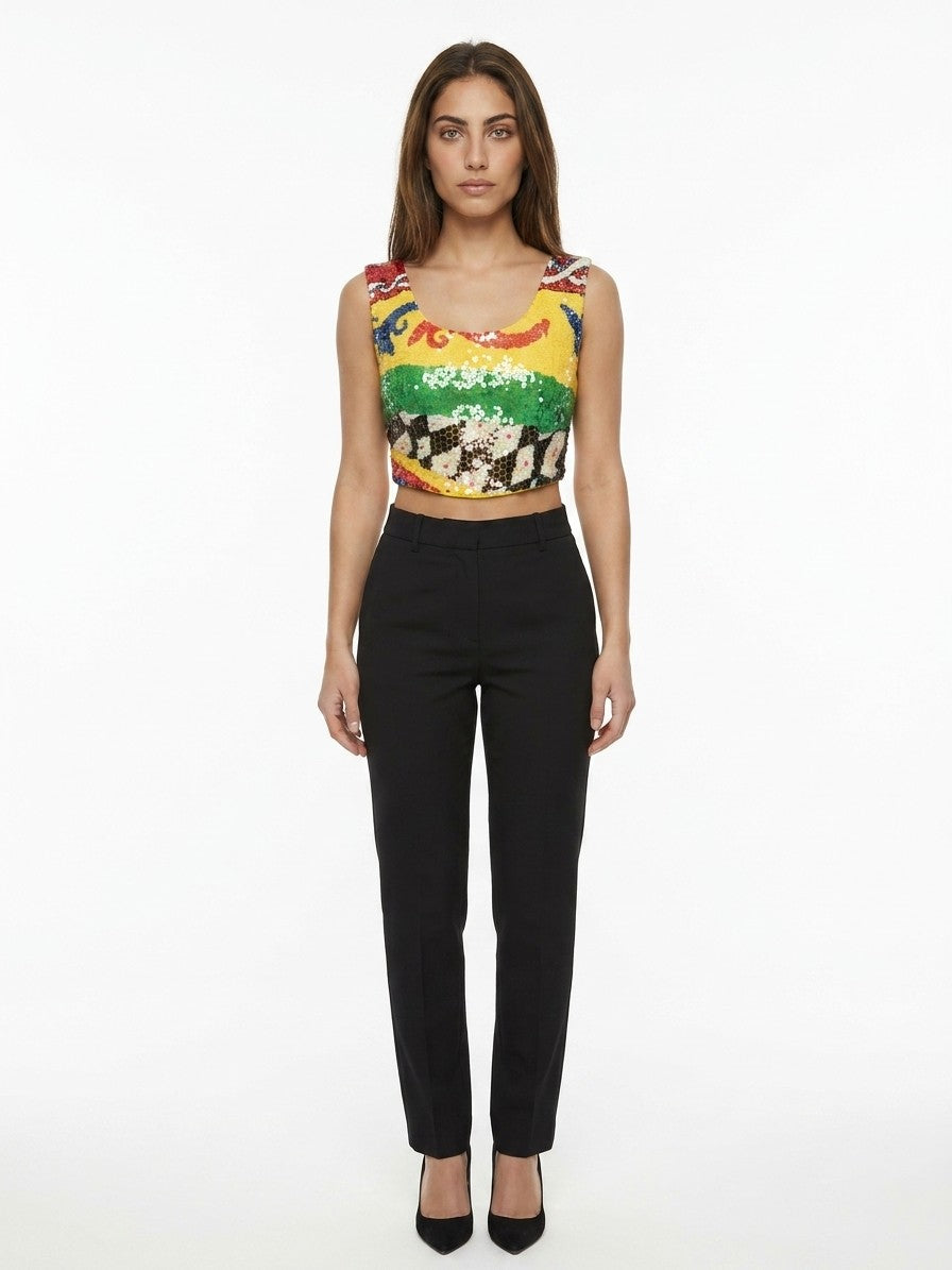 Dolce & Gabbana Multicolor Polyester Sleeveles Women's T-Shirt