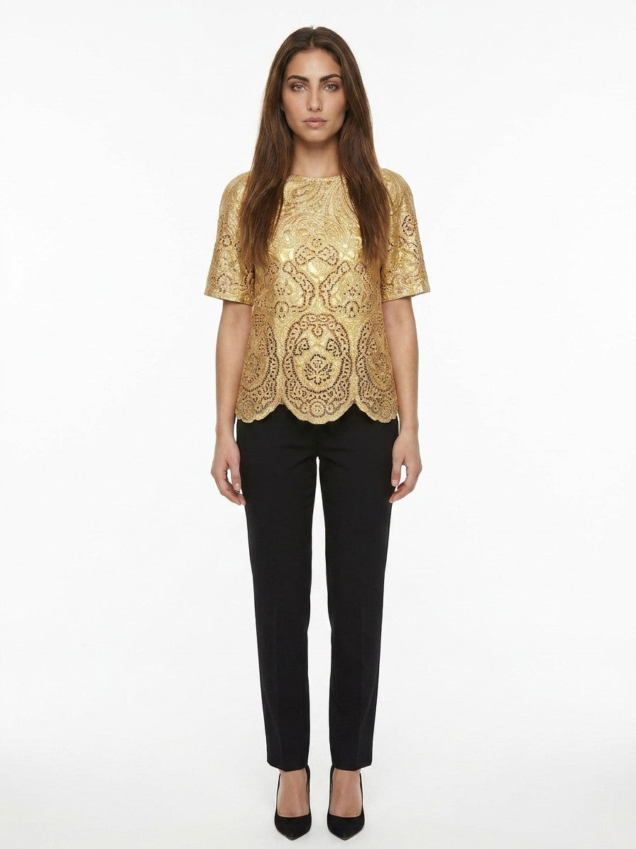 Dolce & Gabbana Gold Marabou Women's Blouse