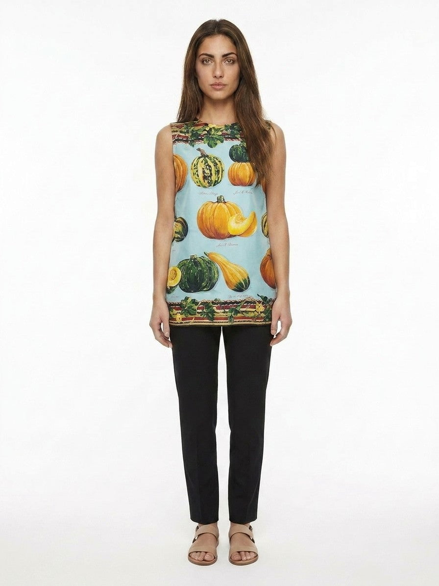 Dolce & Gabbana Bicolor Silk Sleeveles Women's T-Shirt