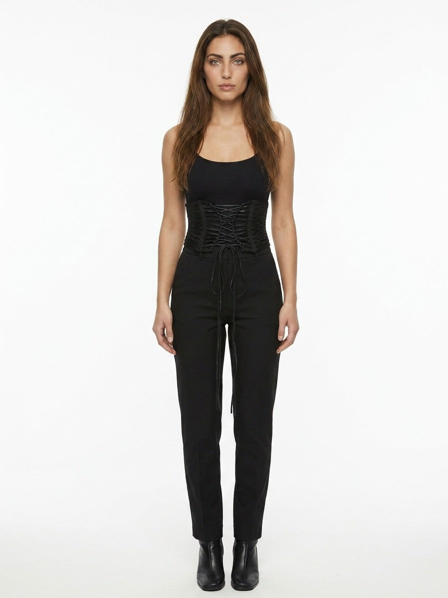 Dolce & Gabbana Black Lambskin High-Waist Women's Belt