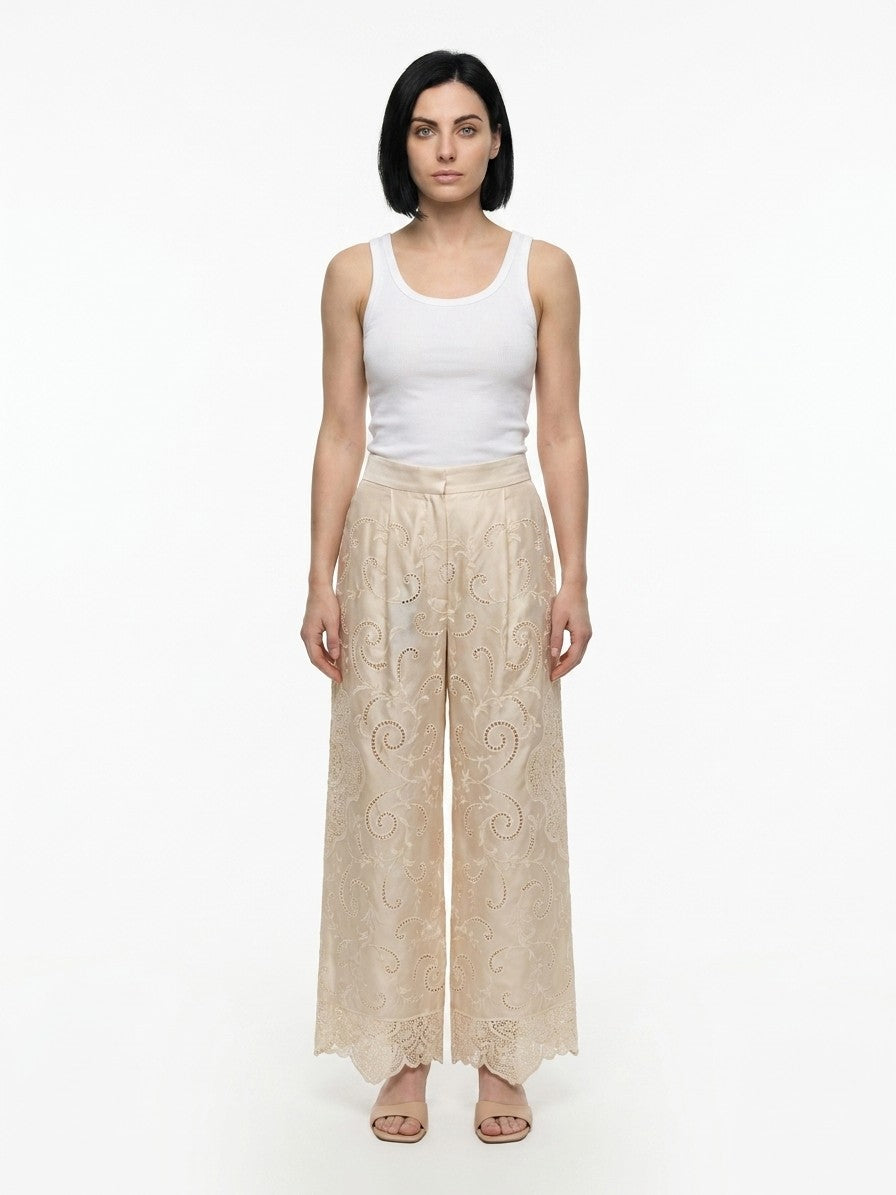 Dolce & Gabbana White Cotton Casual Women's Pants