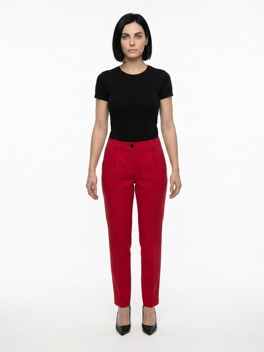 Dolce & Gabbana Red Elastane Casual Women's Pants
