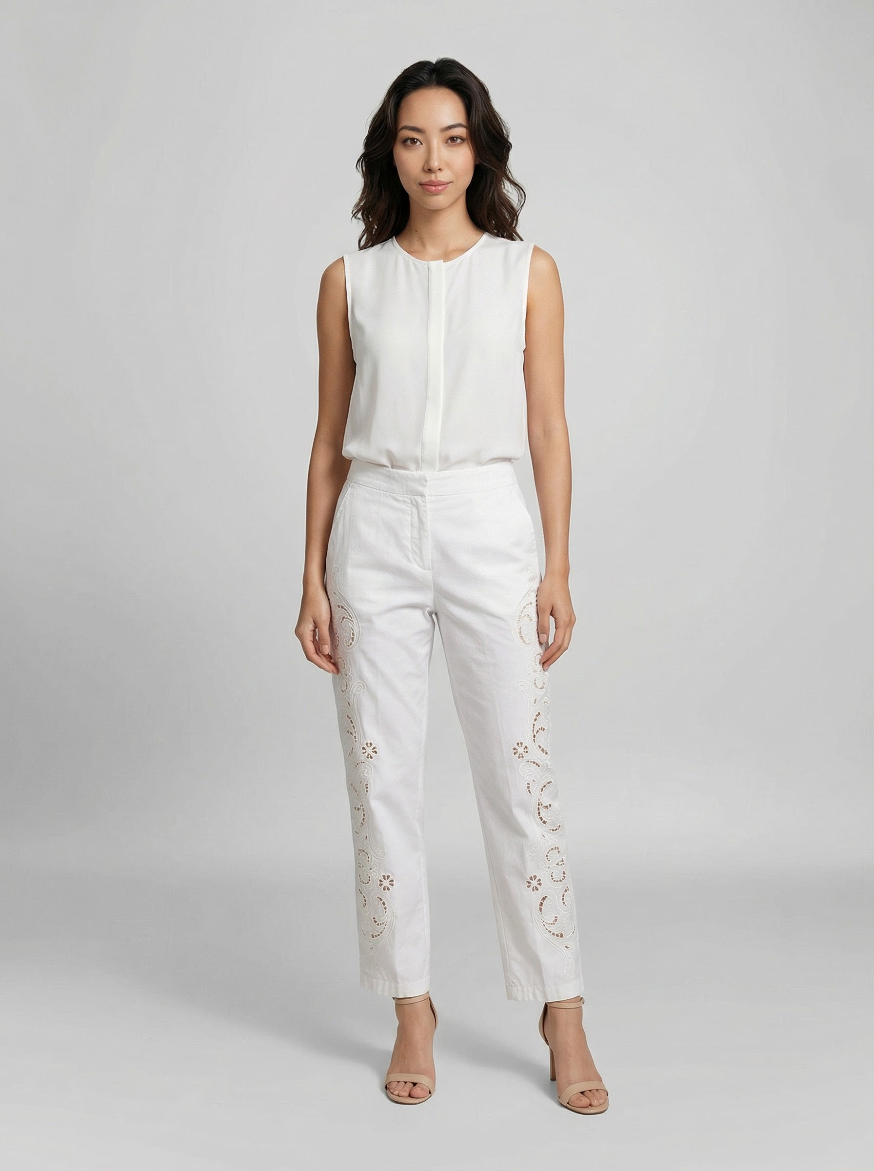 Dolce & Gabbana White Cotton Casual Women's Pants