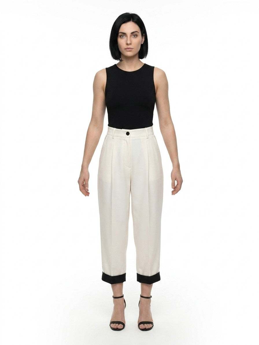 Dolce & Gabbana White Virgin Wool Casual Women's Pants