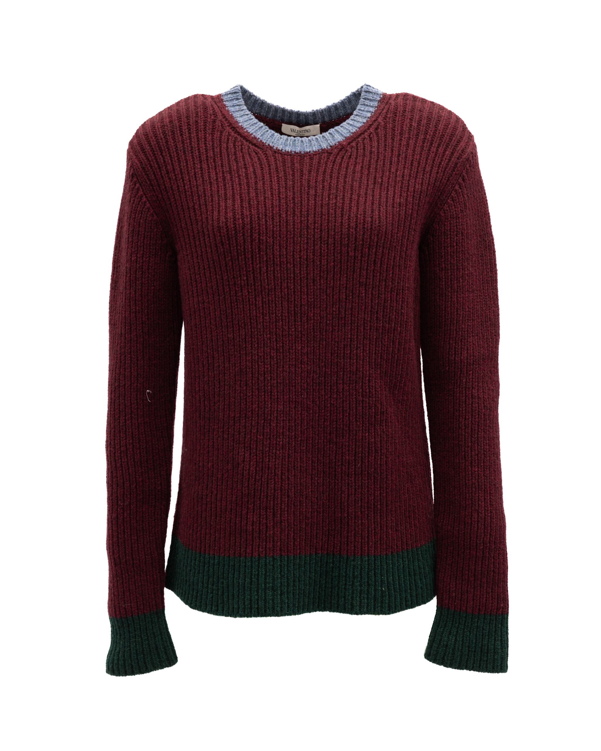 Valentino Garavani Burgundy Ribbed Knit Women's Sweater