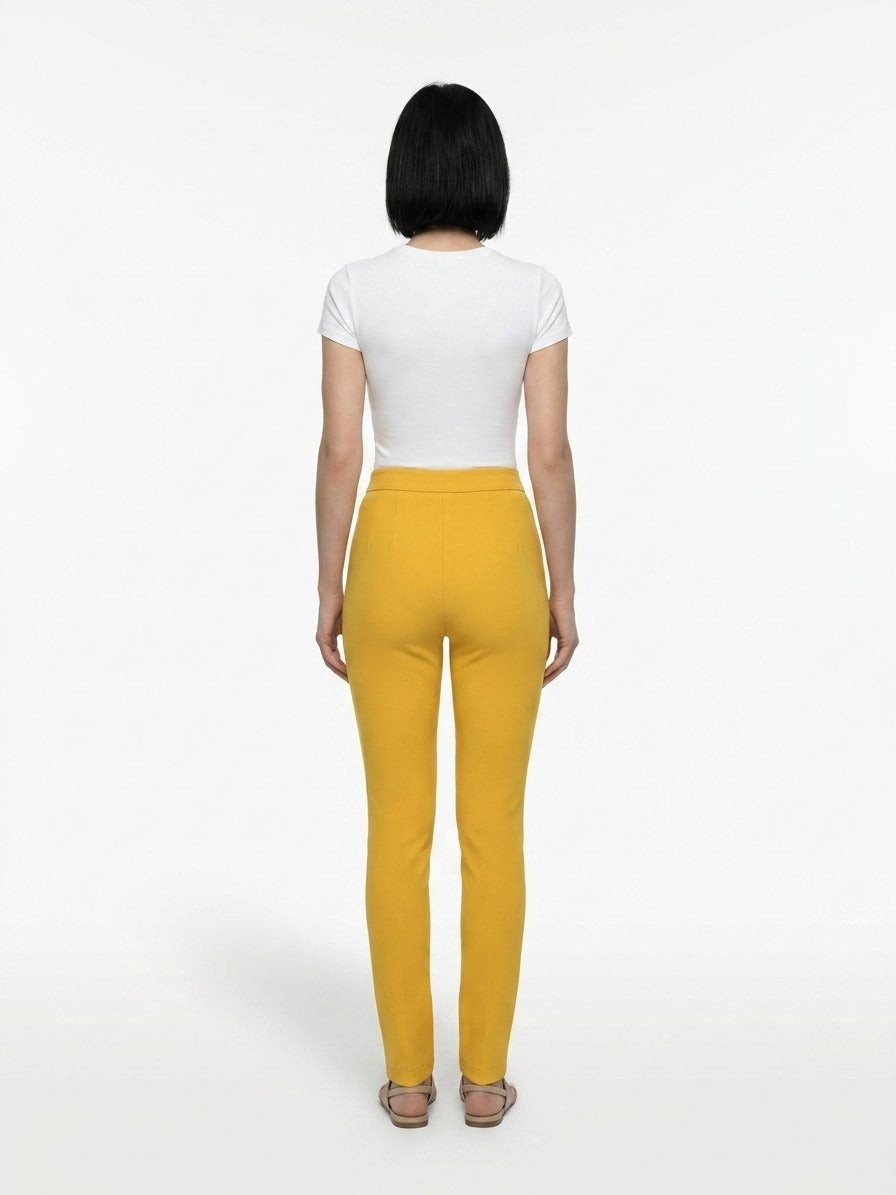 Dolce & Gabbana Yellow Polyester Skinny Women's Pants