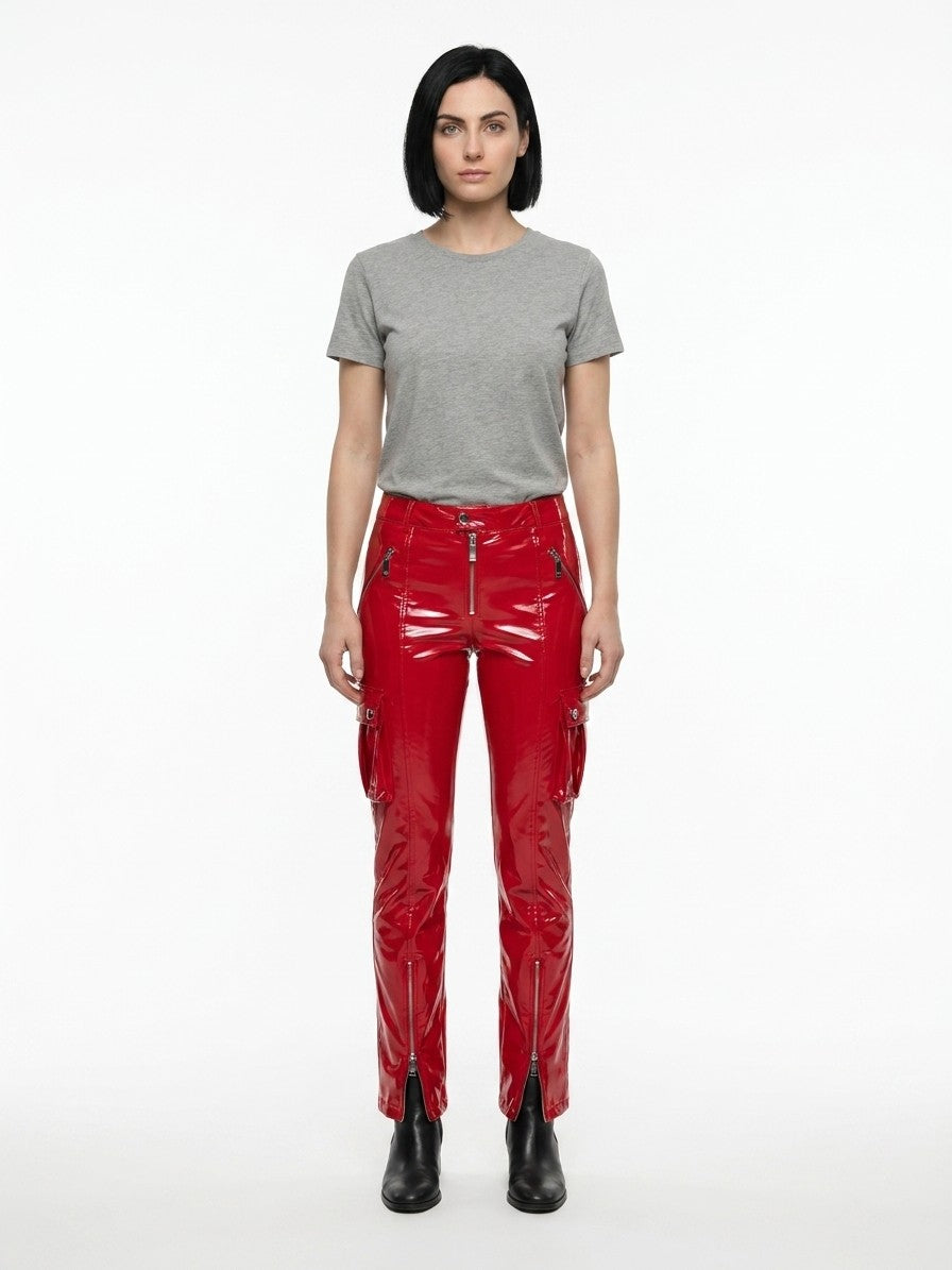 Dolce & Gabbana Red Elastane Casual Women's Pants