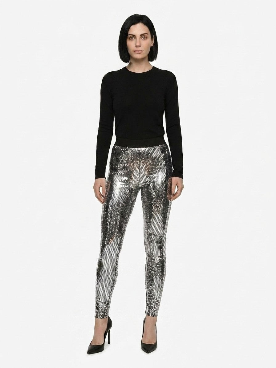Dolce & Gabbana Silver Cotton Women's Leggings