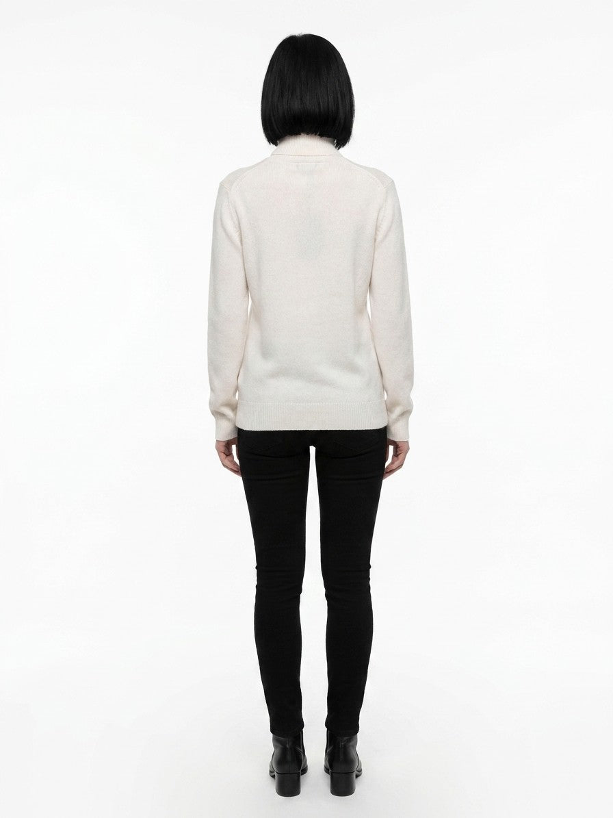 Dolce & Gabbana White Cashmere Women's Turtleneck