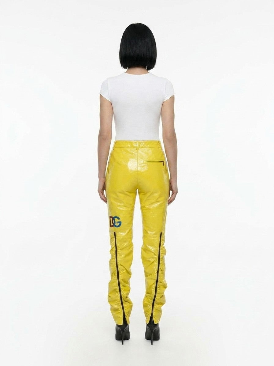 Dolce & Gabbana Yellow Polyester Casual Women's Pants