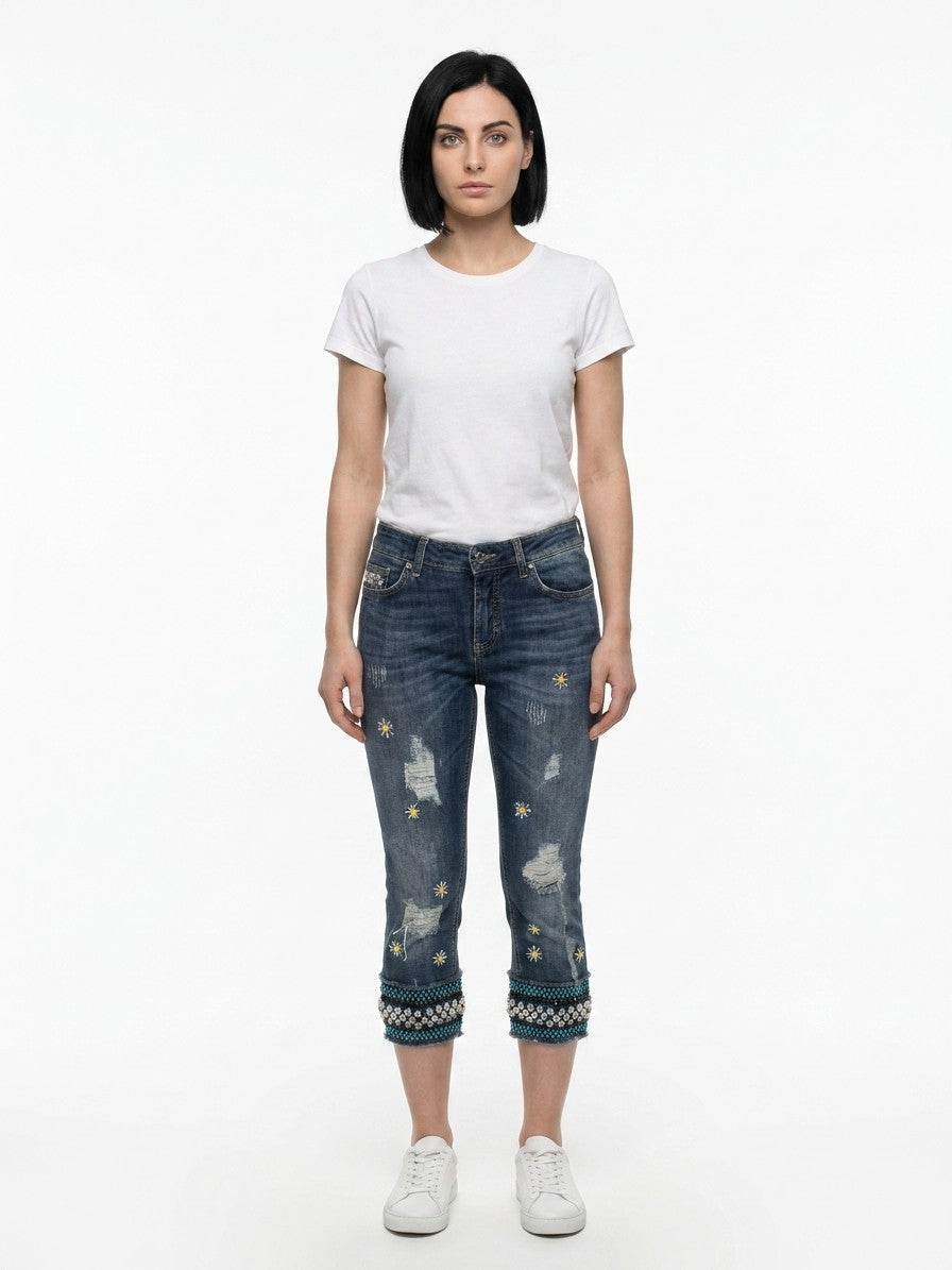 Dolce & Gabbana Blue Cotton Cropped Women's Jeans