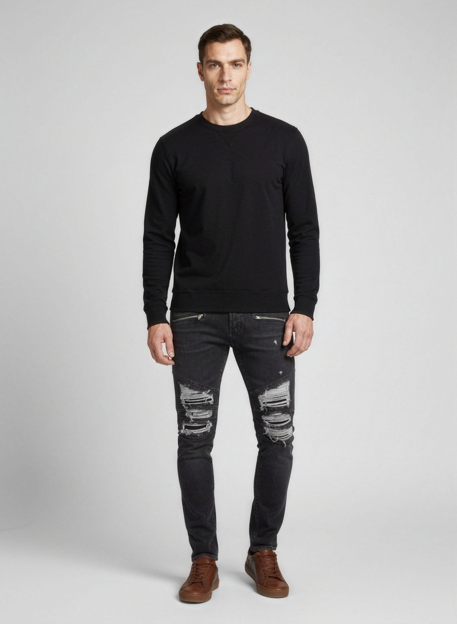 Balmain Black Cotton Slim Fit Men's Jeans