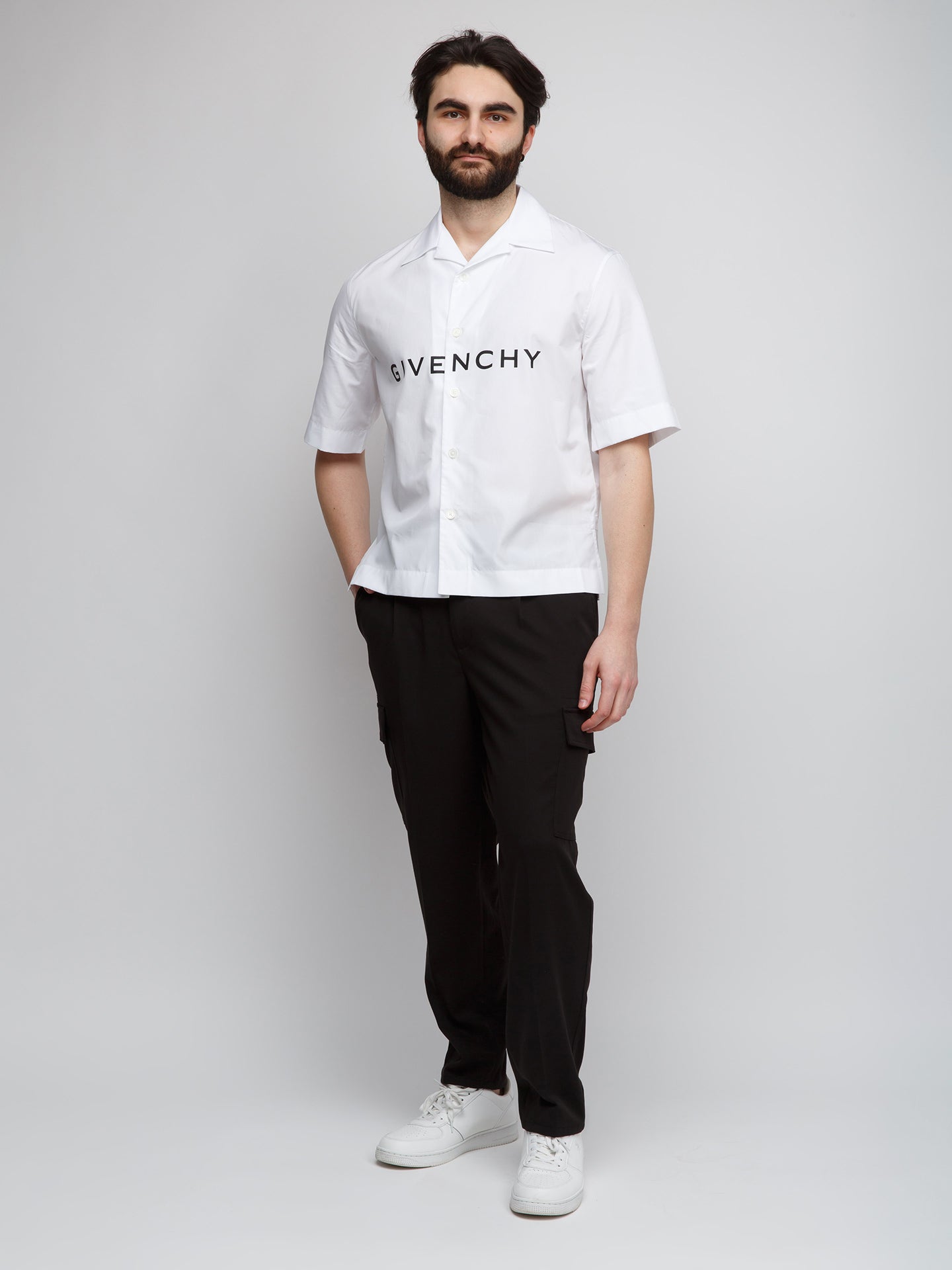 Givenchy Bicolor Cotton Shortsleeve Men's Shirt