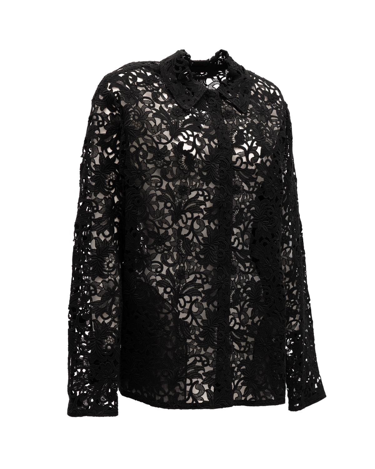 Valentino Garavani Black Floral Lace Women's Shirt