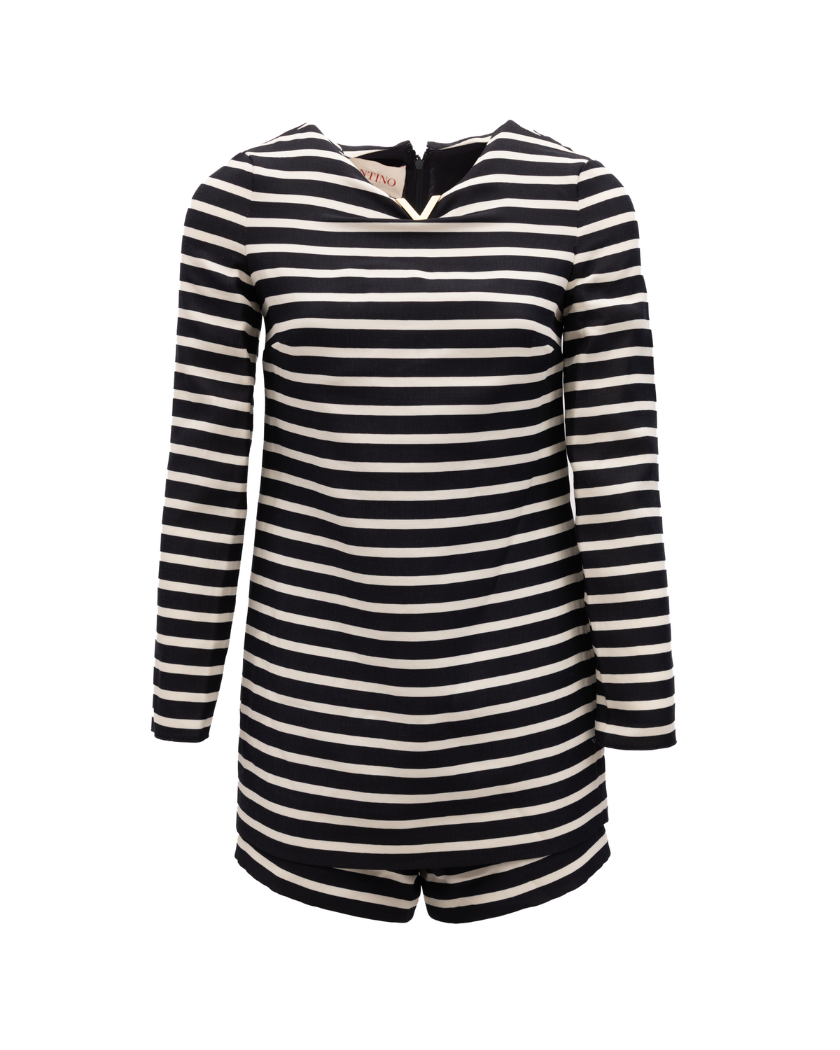 Valentino Garavani Black and White Striped Women's Romper