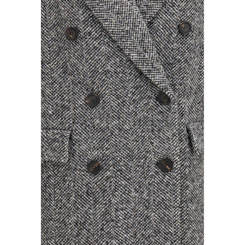 Brunello Cucinelli Gray Wool Oves Aries Women's Coat