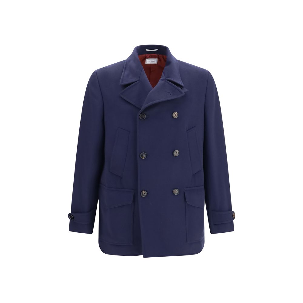 Brunello Cucinelli Blue Wool Oves Aries Men's Coat