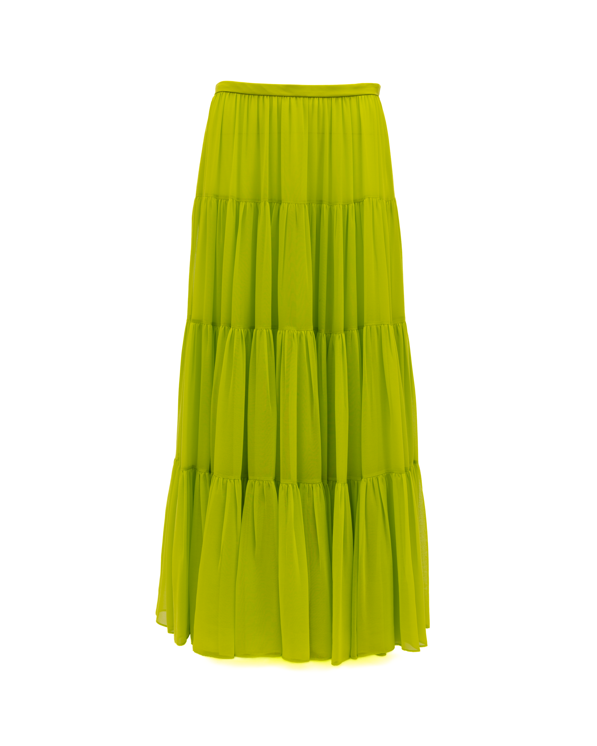 Valentino Garavani Lime Green Flowing Maxi Women's Skirt