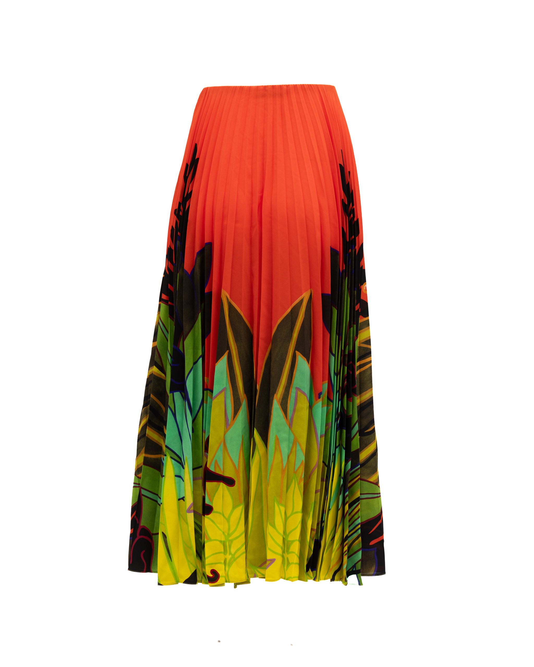 Valentino Garavani Orange Pleated Floral Women's Skirt
