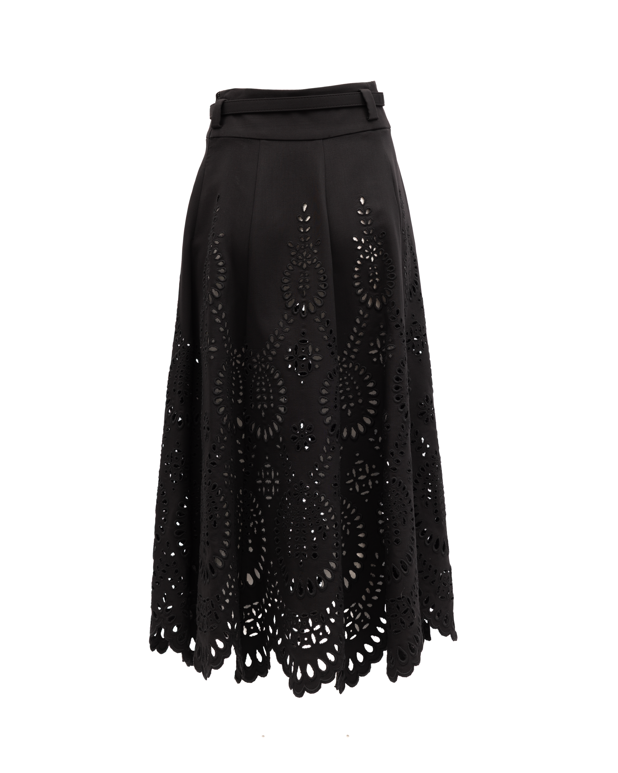 Valentino Garavani Cut-Out Floral Midi Black Women's Skirt