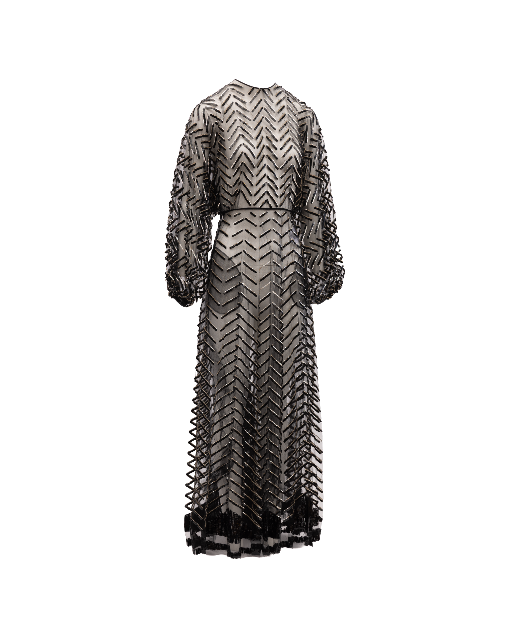 Valentino Garavani Black Embroidered Evening Women's Dress