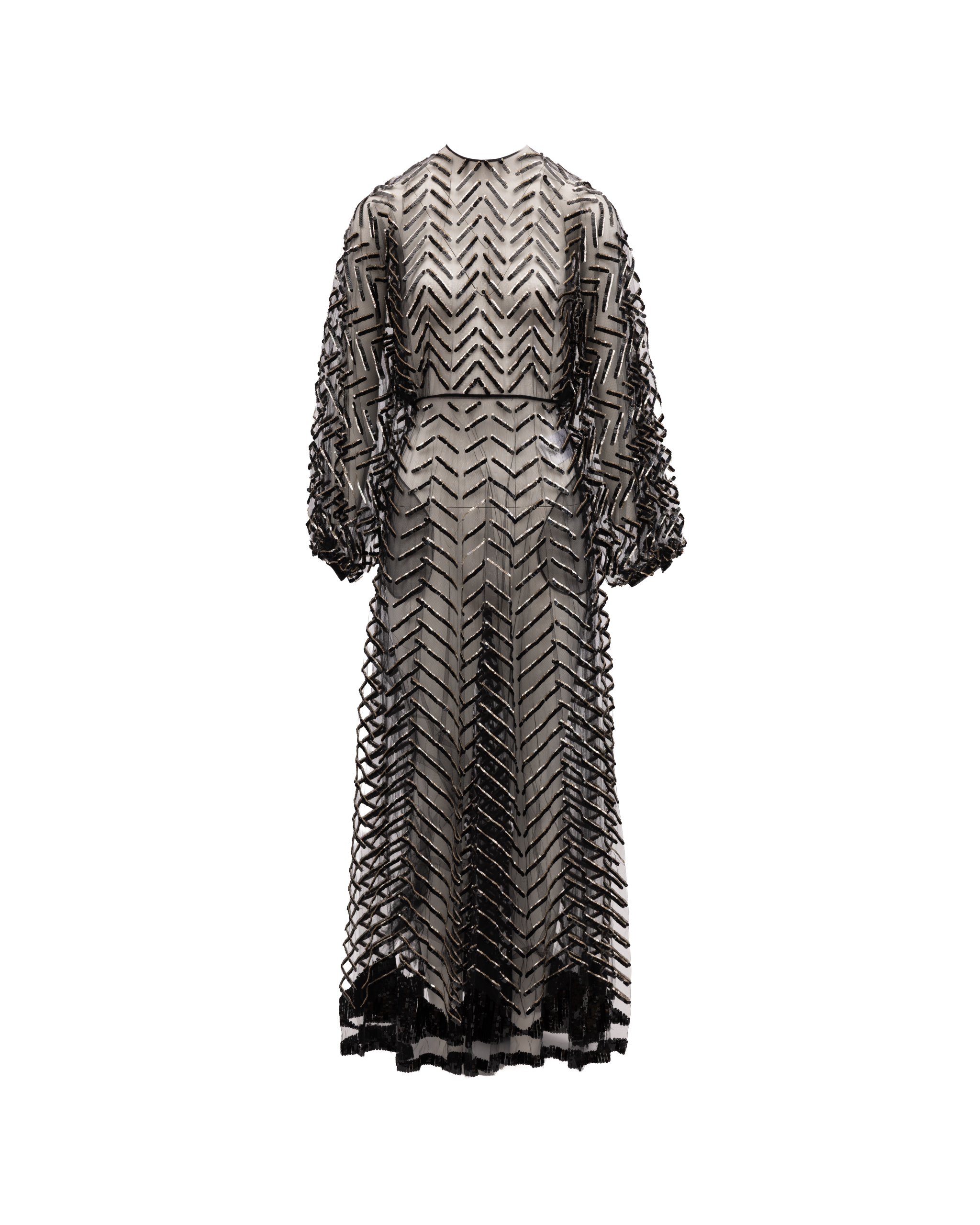 Valentino Garavani Black Embroidered Evening Women's Dress