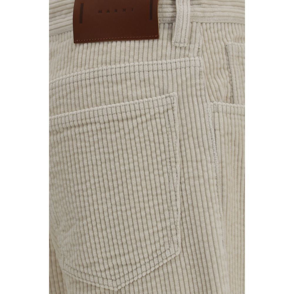 Marni Beige Cotton Flared Women's Pants